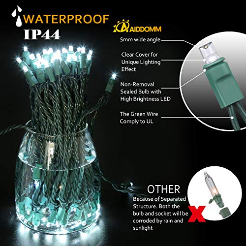 50 Counts Cool White LED Christmas Lights 25ft 5mm White Christmas