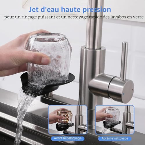 LakeBayMZC Kitchen Faucet, 360° Rotatable Extendable Kitchen Faucet, Double Jet Mixer, Brushed 304 Stainless Steel, for Kitchen Sink