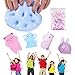 Satisfaction1 Blue Slime Birthday Fluffy Putty,Charms Cotton Candy Cake Scented Non-Sticky ,DIY Stuff Stress Relief Toys 5oz for Girls and Boys Gift(4pcs Squishy Toys Include）