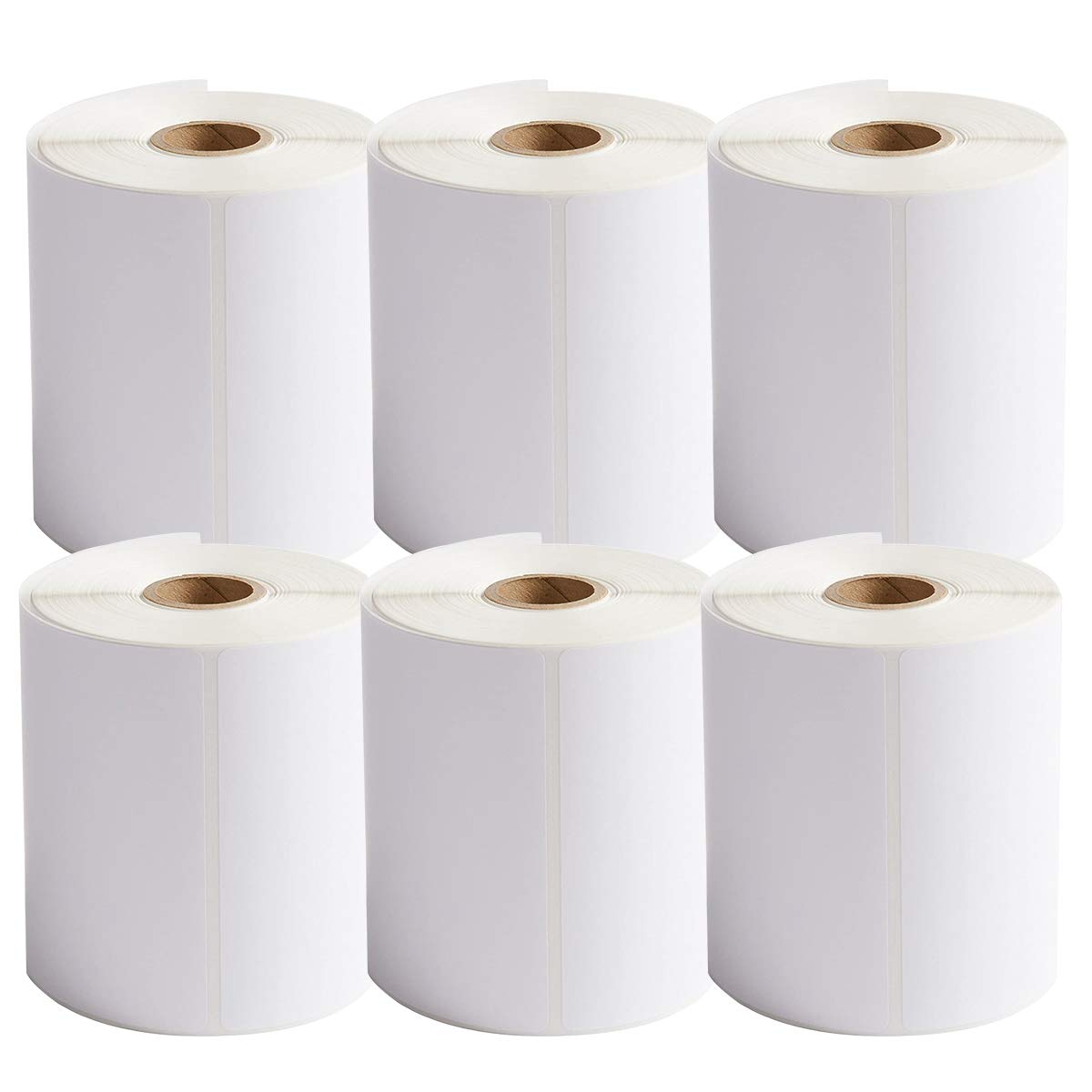 Direct Thermal Labels 6 Rolls 1500 Labels Blank White 4" x 6"(101mm x 152mm) 250 per Rolls Address Label Shipping Label Package Label for Thermal Printers