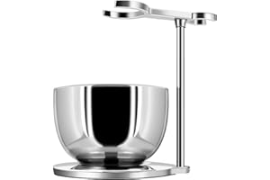 GRUTTI Luxury Shaving Organizer Stand & Bowl Set - 3-Layer Stainless Steel Bowl, Keeps Tools Dry & Organized - Gift for Dad/Husband