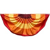 3x6 Ft Fall Pleated Fan Flag Thanksgiving Buntings for Outside Garden, Half Fan Banner Flag with Brass Grommets for Harvest Indoor Outdoor Yard Decorations (Orange)