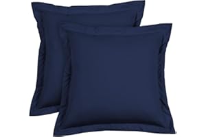 The3amenterprises Euro Pillow Shams Pack of 2 PC, Premium Quality 100% Soft Egyptian Cotton 600 Thread Count Decorative Euro Pillow Cover with Envelope Closure Euro 26" Wx26 L,Navy Blue Solid