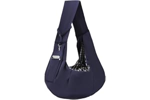 ARZQUT Dog Carrier Sling - Reversible Puppy Carrier Purse with Storage Pocket, Hand-Free Dog Sling Carrier for Carry Small Dogs and Cats, Travel Safety Harness, Dog and Cat Harness (Dark Blue)