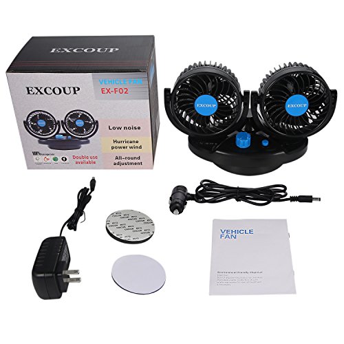 Oscillating Fan for Car with 12V Adapter for Household, Fan for Truck Car 2 Adjustable Speed 360° Rotatable Low Noise - Thumbnail 7
