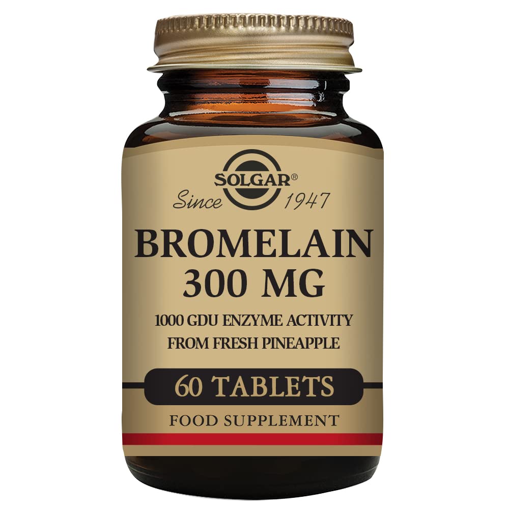 Solgar Bromelain 300 mg Tablets - Pack of 60 - Nutritional Enzyme - Supports Sinus Pain and Swelling - Vegan, Gluten Free and Kosher