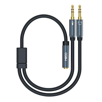 MillSO 3,5mm Klinke Y Adapter, vergoldete Headset Splitter (Doppel 3,5mm Klinkenstecker auf 4 polig 3,5mm Klinken-Kupplung in