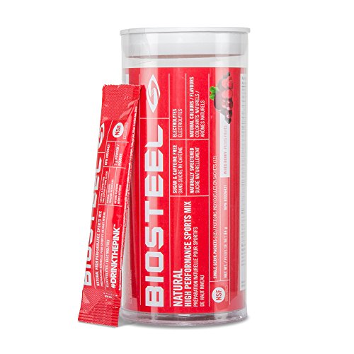 Biosteel High Performance Sports Drink Powder, Sugar Free Sweetened with Stevia, Mixed Berry, 12 To-Go Packets