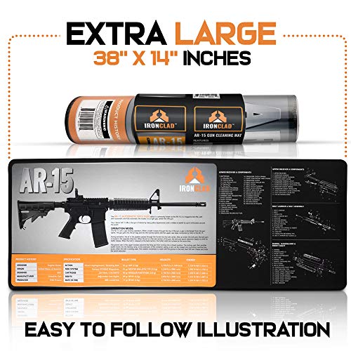 Ironclad AR 15 Gun Cleaning Mat NonSlip and SpillProof Gun Mat for Rifle, Pistol, Shotgun