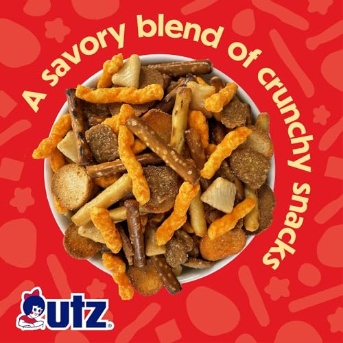 UTZ PUB MIX, 42 OZ. BARREL, SAVORY SNACK MIX WITH A BLEND OF CRUNCHY FLAVORS FOR A TASTY PARTY SNACK, RESEALABLE CONTAINER, TRANS-FAT FREE AND KOSHER CERTIFIED