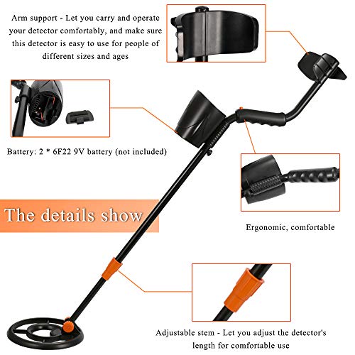 VISLONE Metal Detector High Sensitivity Handheld Underground Metal Detector Digital Display Underground Gold Silver Copper Diamond Detecto Metal Search Instrument Kit with Headphone