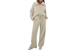 HOUJIBFA Womens 2 Piece Outfits Lounge Half Zip Hoodie Sweatsuit Sets Oversized Sweatshirt Baggy Fall Fashion Sweatpants