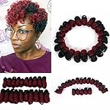 3 Packs Eunice Hair Synthetic Kenzie Curl Crochet Braids Short Crochet Braiding Bouncy Twist Spiral Curls Jamaican Bounce Twist Hair Extensions 20 Strands/Pack(10 inch kenzie, ombre burgundy)