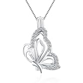 LGSY Butterfly CZ Cage Pendants for Pearl Jewelry Making Sterling Silver, Design Cage Pendants for Women