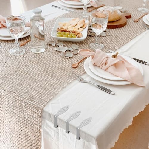 pclapora 10 x Stainless Steel Tablecloth Clips, Flexible and Movable Tablecloth Clips, for Office Thickness within 4 cm, for Indoor and Outdoor Use