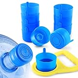 JVIGUE Non Spill Cap Anti Splash Bottle Caps Reusable for 55mm 3 and 5 Gallon Water Jugs with Water Bottle Handle Pack of 10