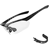 ROCKBROS Photochromic Pickleball Glasses Men Women UV400 &amp; Head Strap | Impact Resistant PC Lens, Interchangeable Arms, Elastic Strap, Adjustable Nose Pad, Myopia Insert