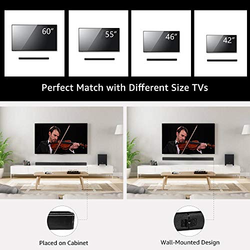 RHM Sound Bar, 40-Inch TV Sound Bar with Subwoofer, 2.1 Channel Bluetooth Speaker for TV, HDMI(ARC)/Coaxial/Mic/Aux/USB,Surround Sound Home Theater System with Remote Control, Wall Mountable - Thumbnail 3