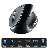 Wireless Vertical Mouse, Rechargeable 2.4GHz High Precision Ergonomic Optical Mice - 6 Buttons with 3 Adjustable DPI 800/1200/1600 for Laptop, PC, Computer, Desktop, Notebook etc.(black)
