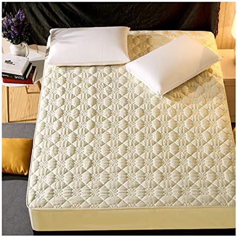 WYHDX Queen Mattress Pad Quilted Fitted Mattress Cover with Stretch Band Breathable Mattress Protector Fits for Mattress Deep 2-6inch Mattress Topper,Beige,120x190cm(47x75inch)