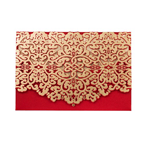 50pcs Elegant Laser Cut Wedding Invitations Cards with Envelopes and Stickers (Party invite)