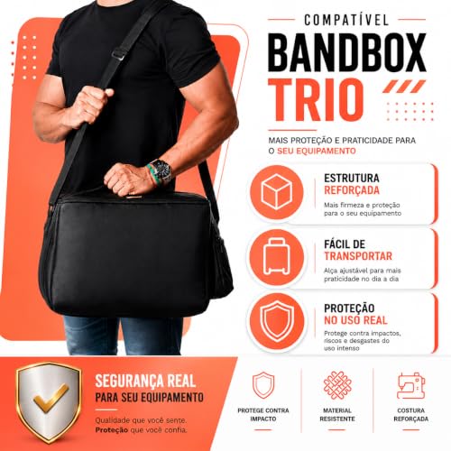 Case Bag Bisbel Compatível BandBox Trio Caixa Som Bluetooth Proteção Total Portátil Premium Resistente