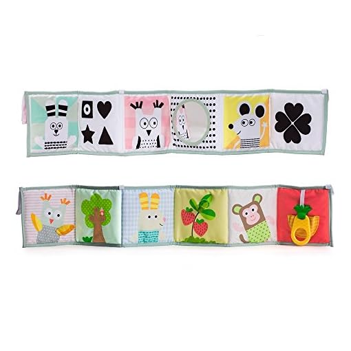 Taf Toys 3 in 1 Soft Baby Book | Baby's First Book for Easier Development and Easier Parenting, Best Tummy-Time Play, Cot & Pram use, Textured Fabric & Crinkling Shapes, Contrast Colors & Patterns