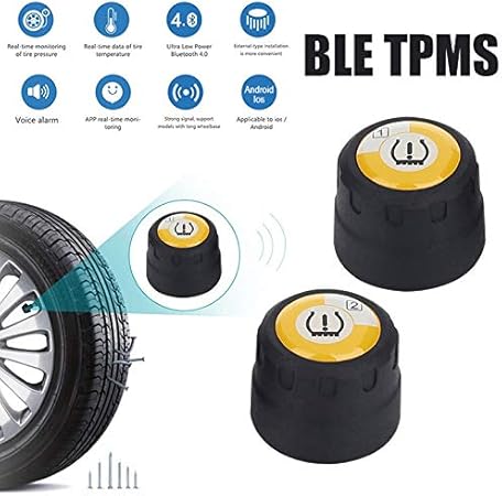 Amazon Tpmsオートバイワイヤレスbluetoothタイヤ空気圧監視システムユニバーサル 2外部センサー Android Ios携帯電話アプリケーション検出 エアゲージ 車 バイク