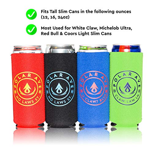 (12 Pack | Multi Colors) White Claw Slim Can Cooler Sleeve for 12, 16 oz Tall Beer Cans Iced Coffee, Michelob Ultra, Red Bull, Spiked Seltzer, Truly- Not a Boring Blank Neoprene Can Cooler