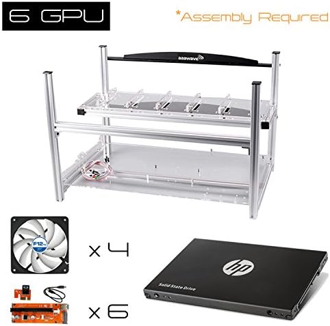 AAAwave 6 GPU open frame mining rig case set - Case + 4 x Arctic fan + PCI-E riser Ver007 x 6 + HP SSD S700 2.5" 120GB SATA III