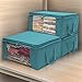 Sorbus Foldable Storage Bag Organizers, Large Clear Window & Carry Handles, Great for Clothes, Blankets, Closets, Bedrooms, and more (3-Pack, Aqua)