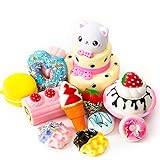 SYYISA Jumbo Squishies Slow Rising [12-Pack]: Bear Cake, Ice Cream, Donut, Macaron, Starawberry Cake, and Waffles Kawaii Soft Food Squishy Toys - Squishys are Great Sensory Toys for Kids! Comes in Mix