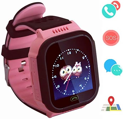 Kids smartwatch with Call and Location Tracking, Emergency SOS Alarm System, Compatible with iOS/Android System, Children's Christmas or Birthday Gift Preferred, Suitable for Girls (Pink)