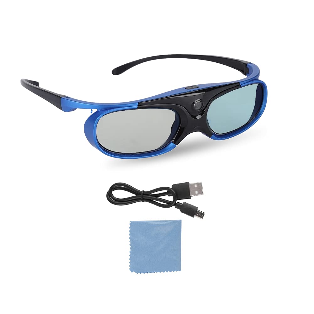Plyisty 3D Glasses, Universal Active Shutter 3D Glasses DLP Link Rechargeable 3D Projector 3D Glasses, for Most 3D DLP Projectors