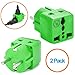 European Plug Adapter by Yubi Power 2 in 1 Universal Travel Adapter with 2 Universal Outlets - 2 Pack - Green - Shucko Type E / F for France, Germany, Spain, Sweden, Turkey, Ukraine and More!