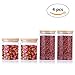 UOON Food Storage Container, Airtight Glass Storage Jars with Bamboo Lid for Pasta, Tea, Coffee, Cookies, Snacks, Set of 4