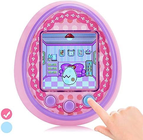 DUIWOIM Virtual Pet Electronic Handheld Pet Game Machine Kids Educational Toy HD Color Screen New Version 8 Characters Birthaday Gift for Girls Best Partner for Kids Age Over 6 Years（Pink）