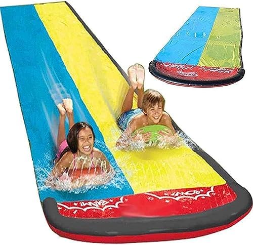 MYFTO Lawn Water Slide,16FT Double Lawn Water Slide, Splash