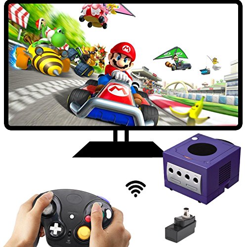 Poulep Classic 2.4G Wireless Controllers Gamepad with Receiver Adapter for Wii U Gamecube NGC GC (Black and Black2)