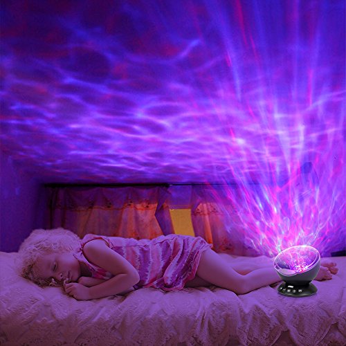 image for Remote Control Ocean Wave Projector, Hallomall 12LED Night Light Lamp 