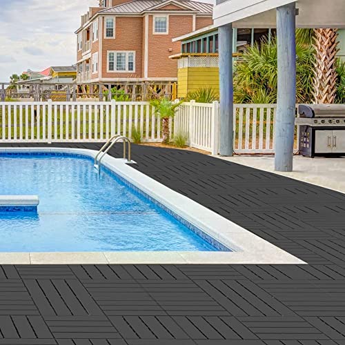 Patio Interlocking Deck Tiles, 12"x12" Square Composite Decking Tiles