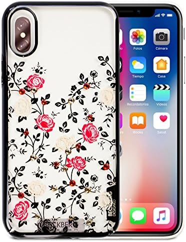 iPhone X Case Original Swarovski Element Perfect Crystal Hard PC Transparent Case for iPhone X(Black Garden)