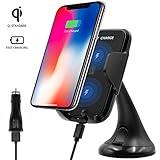 Wireless Charger Car Mount, AQQEF QI Standard Adjustable Fast Wireless Charger Mount Holder for iPhone X iPhone 8/8 Plus, Samsung Galaxy Note 8 S8/S8 Plus S7 S7 Edge and Qi-enabled Device (Black)