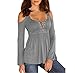 Mooncolour Womens Hollow Out Casual Loose Solid Blouse Tops, 0705-grey, US Medium