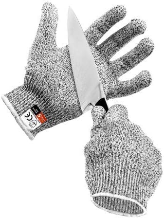 Cut Resistant Glove High Performance Food Grade Level 5 Protection for Kitchen prep Hand Safety Cutting Meat Oyster Shucking Mandoline Slicer Fish Processing Potato Peeling and Wood Carving - LARGE