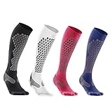 Compression Socks for Men & Women 4 Pairs - BEST Compression Stockings for Running, Medical, Athletic, Edema, Diabetic, Varicose Veins, Travel, Pregnancy, Shin Splints, Nursing. (S/M, 4Colors)
