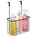 mDesign Metal Over Cabinet Kitchen Pantry Storage Organizer Holder Basket - Hang Over Cabinet Doors - Holds Aluminum Foil, Sandwich Bags, Cleaning Supplies, Trash Bags - Steel Wire - Bronze