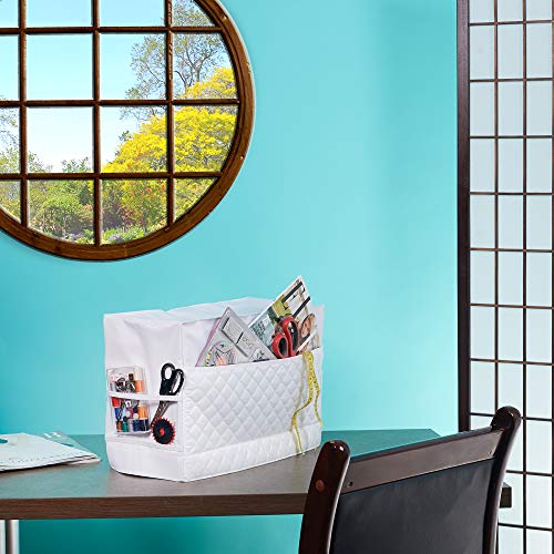 Sewing Machine Cover with 3 Convenient Pockets - Protective Quilted Dust Cover Pro - Universal for Most Standard Singer & Brother Machines | Rodi's (White) - Thumbnail 6