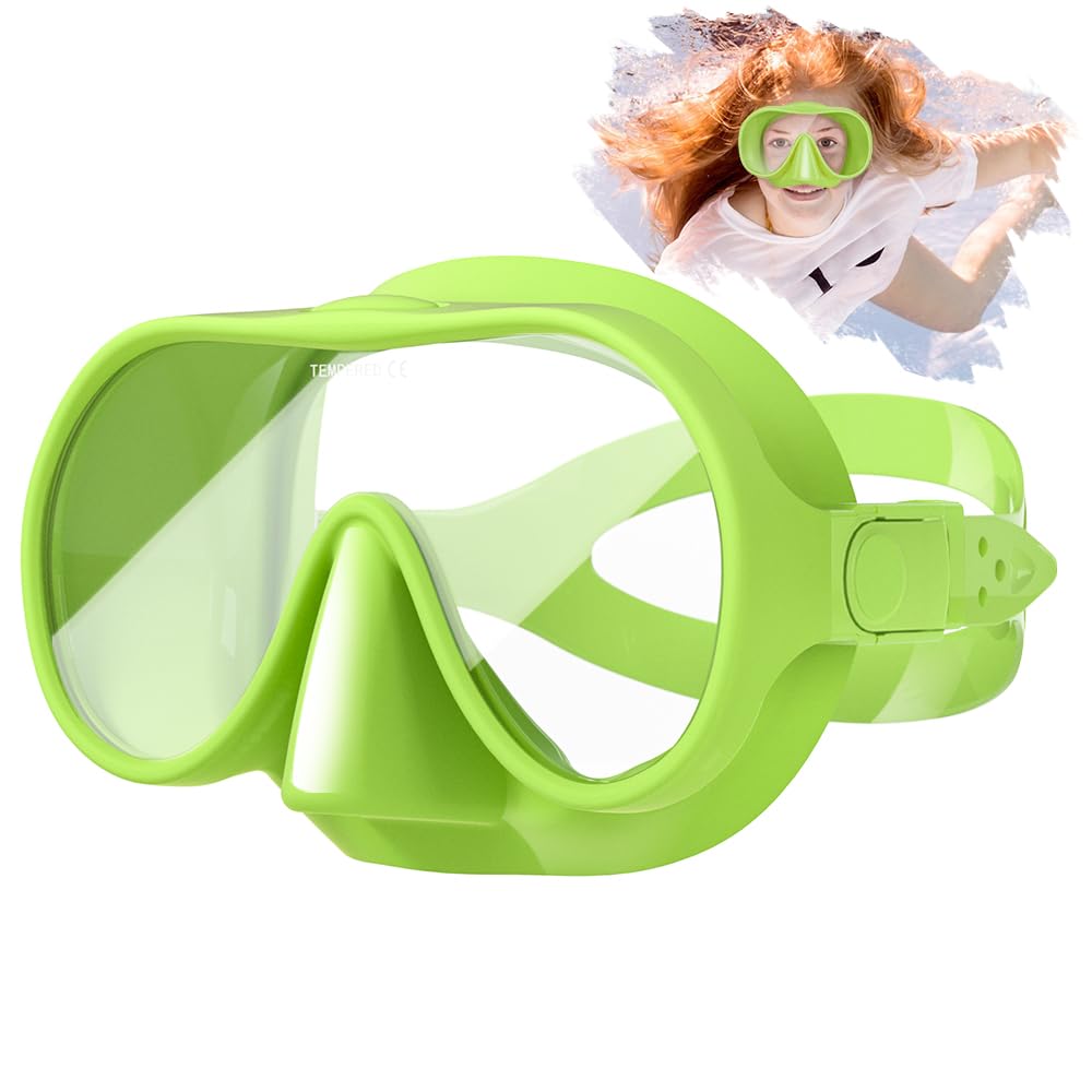 Tyuodna Snorkel Mask,Frameless Snorkeling Mask Adult & Junior,Diving Mask in Macaron Colors,180° Wide View,Nano Anti-Fog & Anti-UV Scuba Mask for Diving, Snorkelling and Swimmin (Light Green)