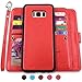 Galaxy S8 Plus Cases,Magnetic Detachable Lanyard Wallet Case with [8 Card Slots+1 Photo Window][Kickstand] for Galaxy S8 Plus-6.2 inch, CASEOWL 2 in 1 Premium Leather Removable TPU Case(Red)